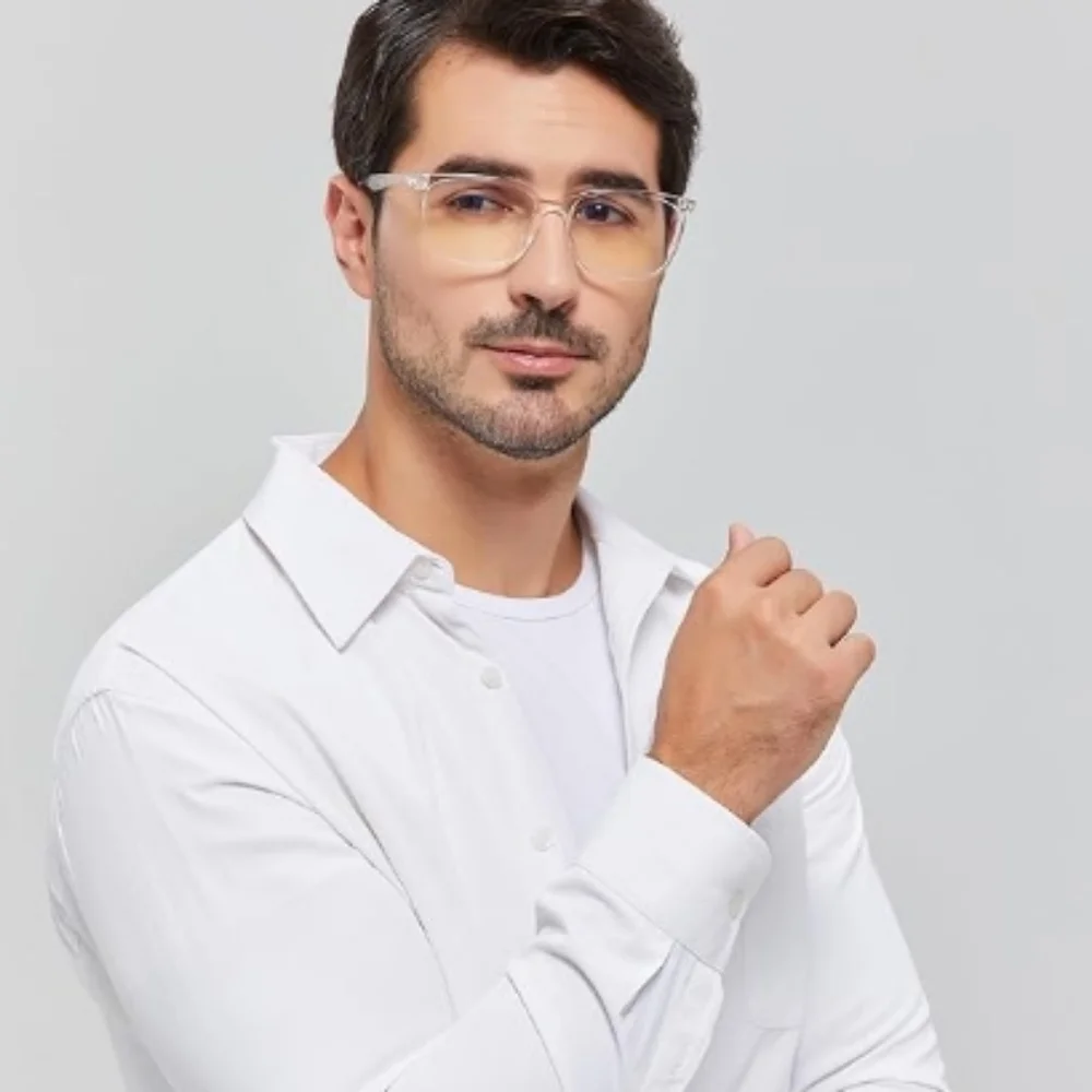 Blue Light Blocking Anti Eyestrain Lens Eyeglasses Crystal Frame